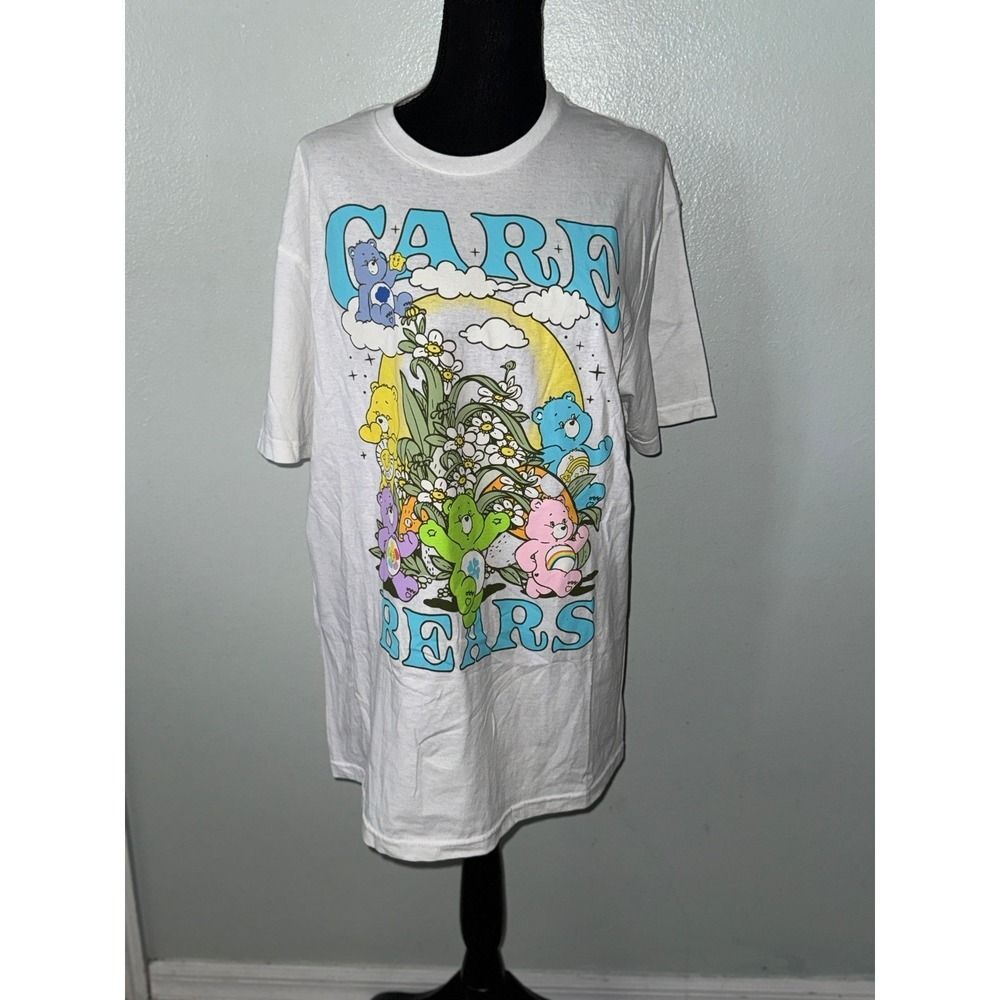 Care Bears T Shirt White Mushroom Bears Crew Neck Top Size Large NWT NO FLAWS